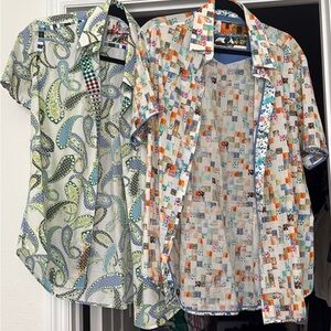 Robert Graham Green and Multicolor Patterned Dress Shirts